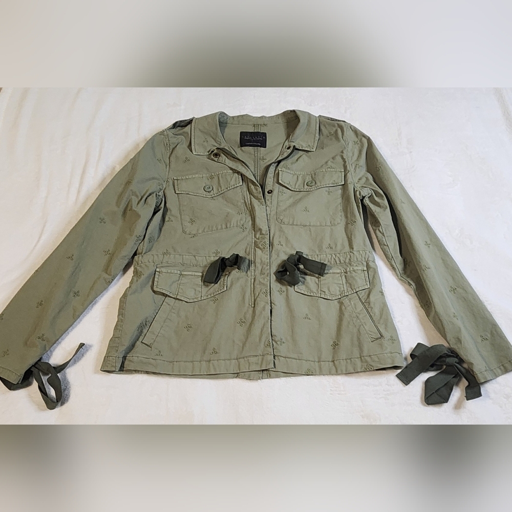 Sanctuary Anthropologie Eyelet Utility Jacket, Washed Cadet, Size Medium